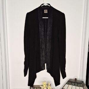 Black Open Front Cardigan Sweater